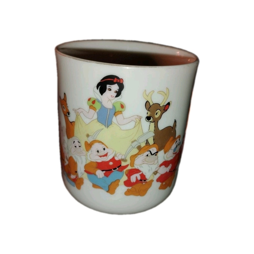 Vtg Mug Snow White Seven Dwarfs Cup tea coffee Japan Walt Disney Productions wht